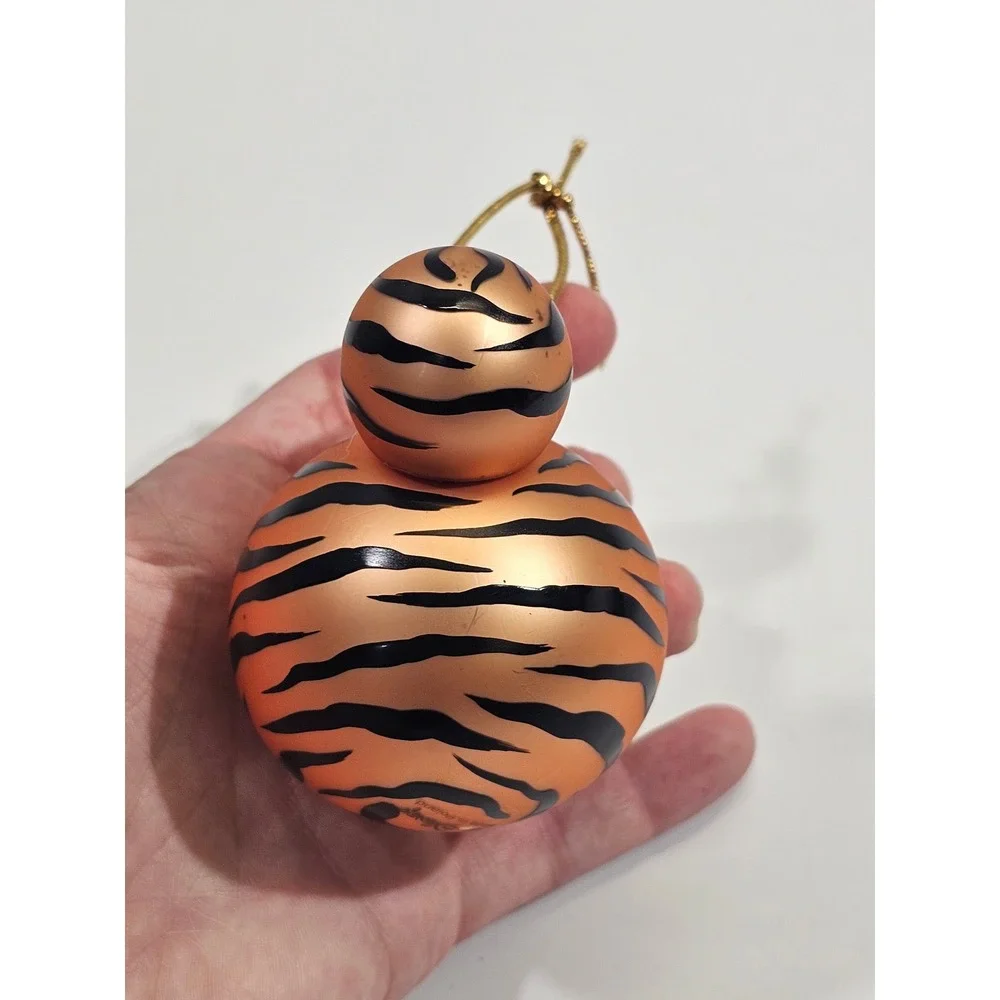 Disney Mickey Mouse Head Tiger Stripe Glass Ornament Animal Kingdom Poland HTF